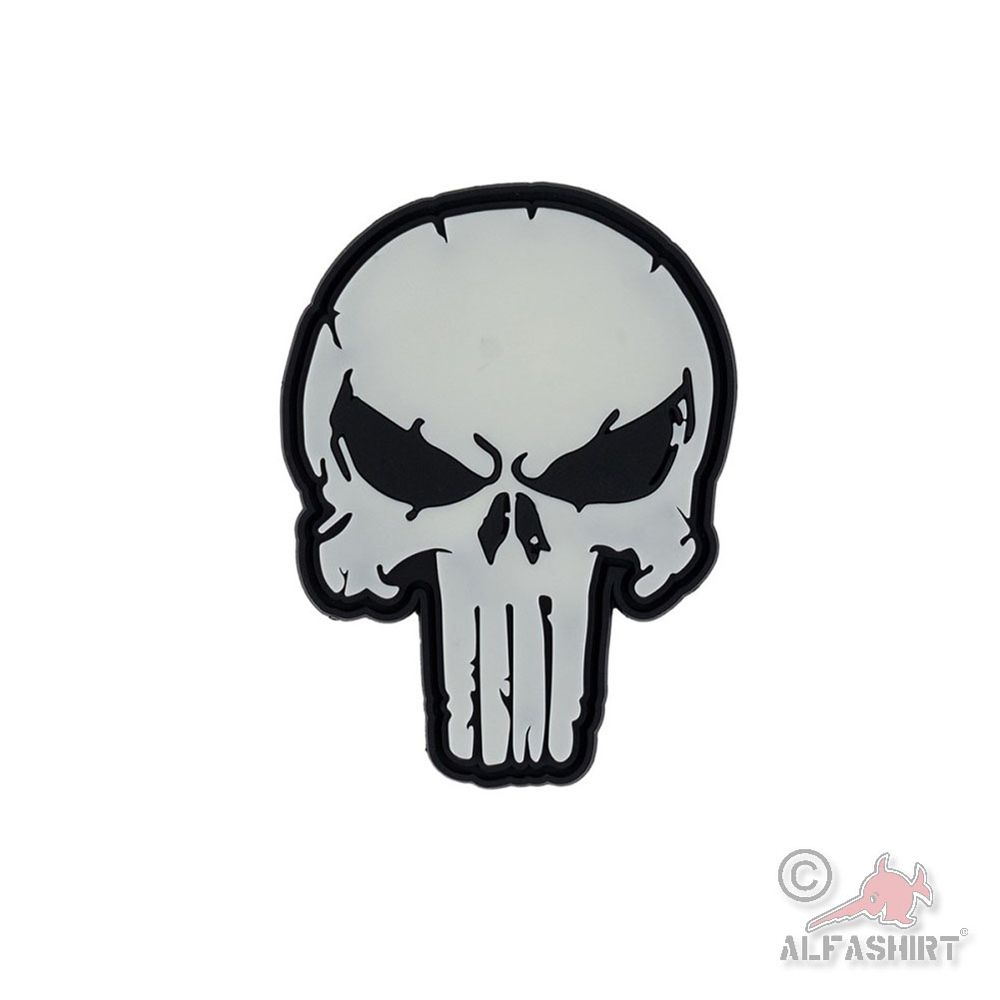 3D Rubber Patch 7.9x5.9cm Glow Dark Infidel Skull Fighter Velcro #45782