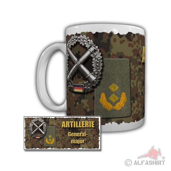 Tasse Artillerietruppe Generalmajor Artillerierechner FALKE Rangabzeichen #29389