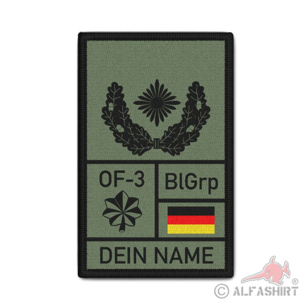 Rank Patch 9,8x6cm Dienstrang Namen Personalisiert Blutgruppe Bundeswehr #39212