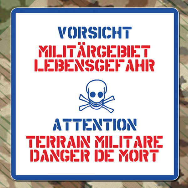 Vorsicht Militärgebiet Attention Terrain Militare Danger Wandtattoo 30x29cm A311