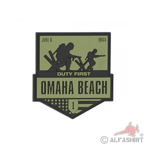 3D Rubber Patch Omaha Beach 1944 Normandie Big red one Aufnäher 9x8cm#37036