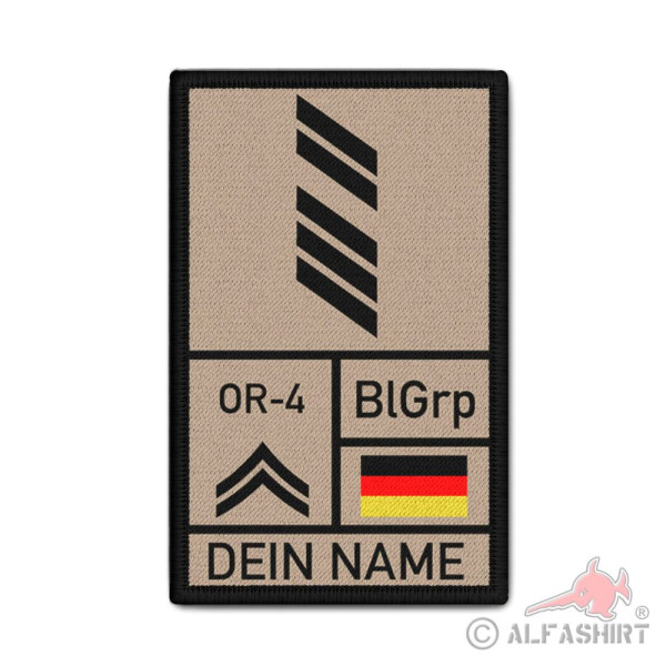 Rank Patch 9,8x6cm OStGefr mit Name und Blutgruppe Oberstabsgefreiter #39038