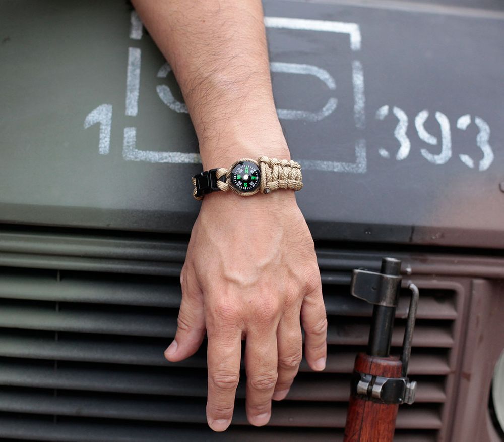 Schmuck Outdoor Länge 20cm Paracord Armband mit Kompass verschiedene Farben 