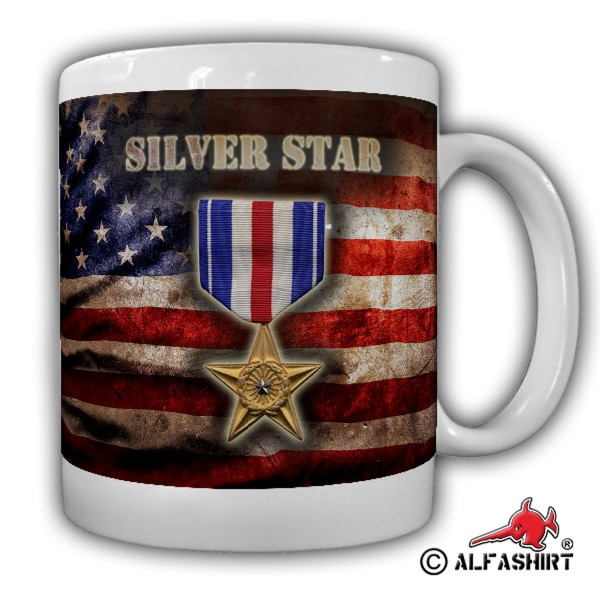 Silver Star Us Army Orden Auszeichnung Verdienst Abzeichen Tapfer Tasse #15851