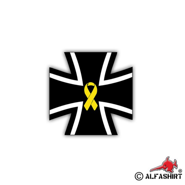 Sticker cross with yellow bow Bundeswehr solidarity 7x7cm # A1019