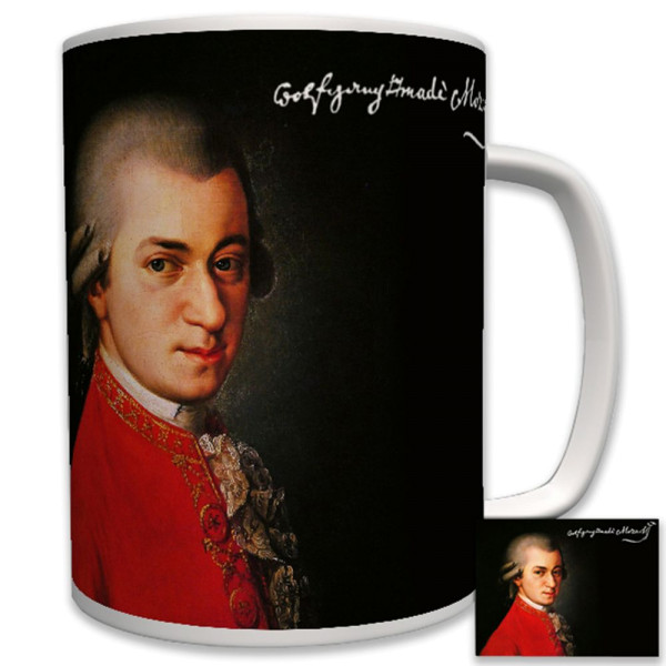 Wolfgang Amadeus Mozart Portrait Gemälde Unterschrift Komponist - Tasse #6530