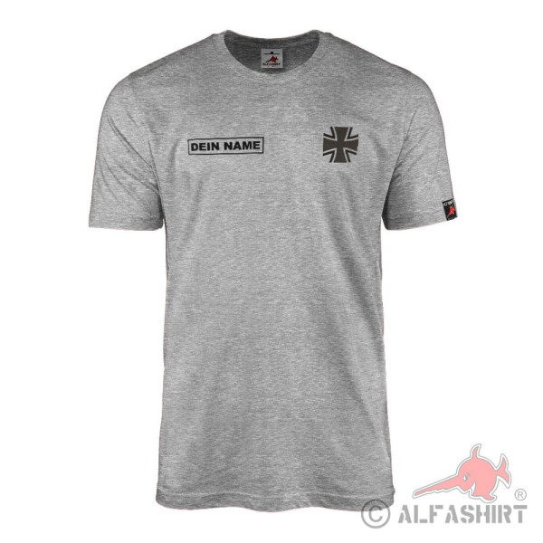 T-Shirt grau personalisiert Dein Name Bundeswehr BW Eisernes Kreuz #42700