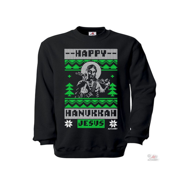 Happy Hanukkah Jesus Christmas X-Mas Knit Pattern Pumpgun Pullover # 27219