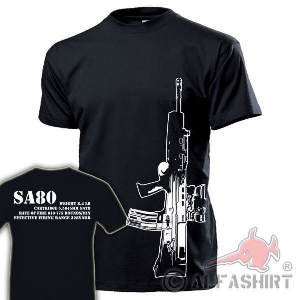 SA80 mit Daten Small Arms for the 80s Gewehre Royal Gun Isaf T-Shirt #17870
