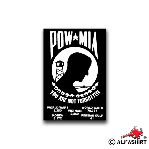 Sticker POWMIA Missing in Combat Flag 5x7cm A956