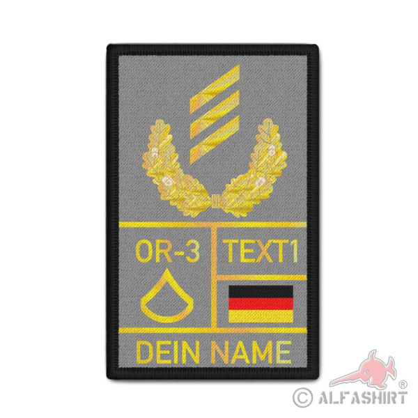 Rank Patch 9.8x6cm General HG Personalized with Name Gold Golden #40648