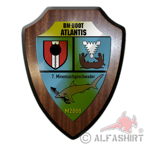 BM-Boot Atlantis Binnenminensuchboot M2666 BW Marine Wappen Wappenschild #17815