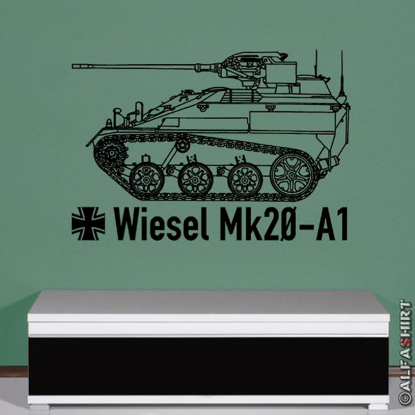 Wiesel Mk20 A1 Bundeswehr Kettenfahrzeug - Aufkleber (schwarz ca. 64x45cm) #7977