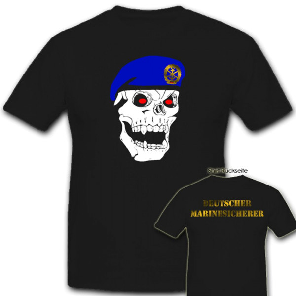 deutscher Marinesicherer Marine Skull Totenkopf Barett Barettabzeichen - T Shirt #5503