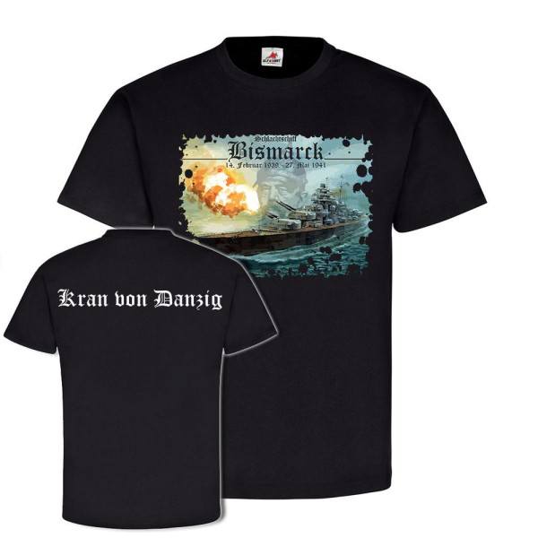 Schlachtschiff Bismarck Kran von Danzig Marine Schiff T-Shirt#23329