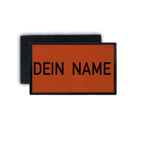 Patch with name construction site signal orange Personalized 7.5x4.5cm # 32632