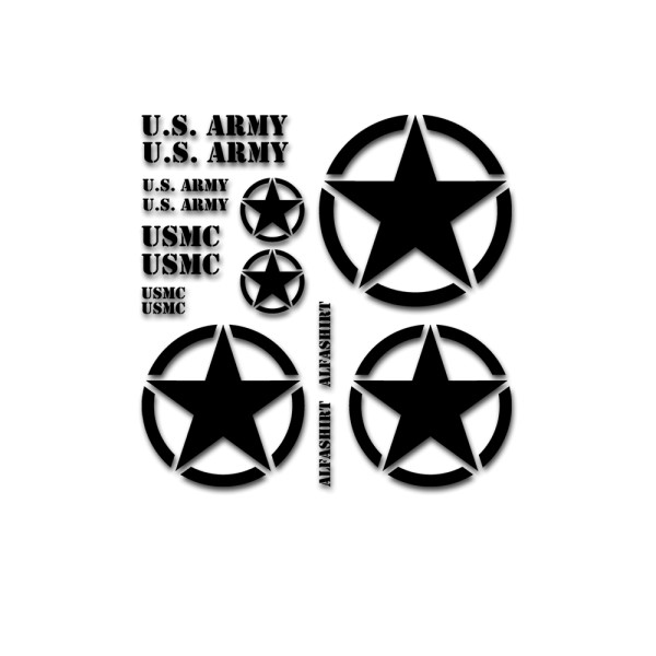 US Auto Sticker Set Stern Militär Aufkleber 1x 45cm 2x38cm 2x15cm#A5194
