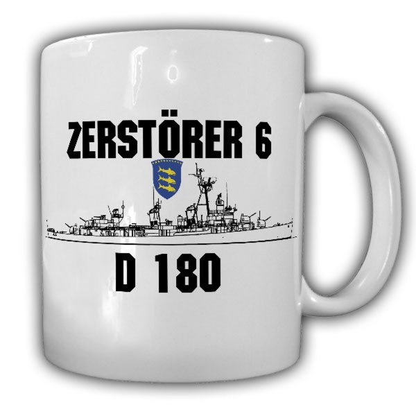 Tasse Zerstörer 6 D180 Bundes Marine Bundeswehr Fletscher Klasse Schiff #21616