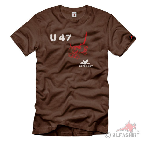U Boat U47 Stier Scapa Flow WK Marine Register Tonnen U Boot T Shirt #2191
