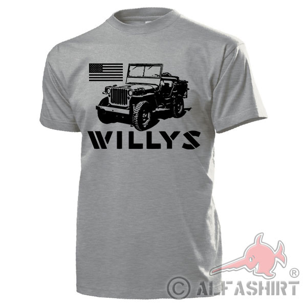 Willys USA MB Overland 1945 Amerika Fahne Oldtimer Fan Kult T Shirt #17779