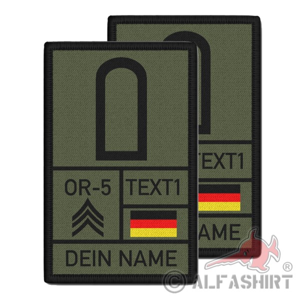Rank Patch 9.8x6cm Sergeant Name StUffz Bundeswehr Blood Group # 37467