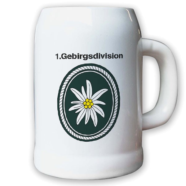 Beer mug 1st Mountain Division 1 GebDiv Division Gebirgsjäger Bundeswehr # 13017