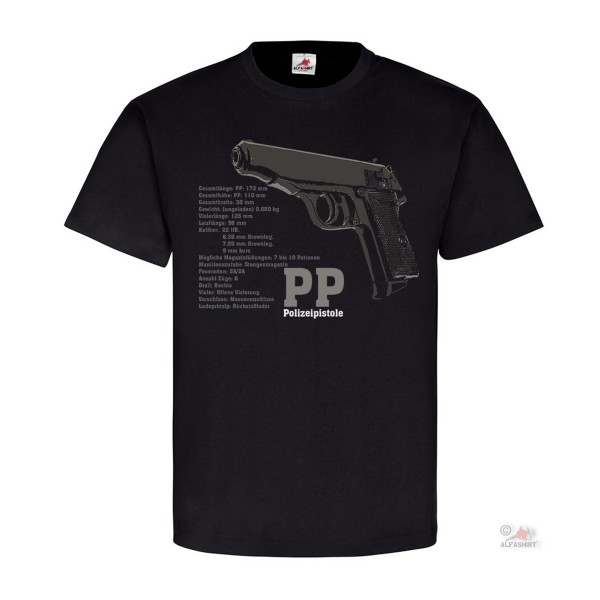 PP Police Pistol Weapon Specification German Deco Sport T Shirt # 20217