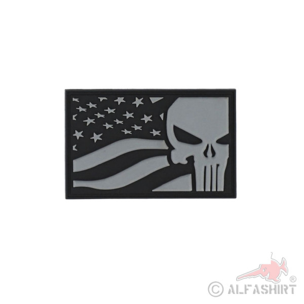 3D Rubber Patch USA flag US Police Klett Aufnäher Skull 5x8cm #37039