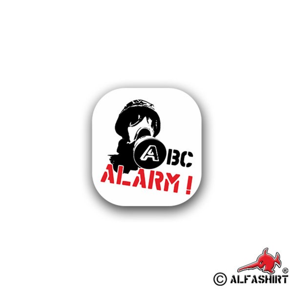 Sticker ABC Alarm protective mask biological chemical substances 6x7cm A1716