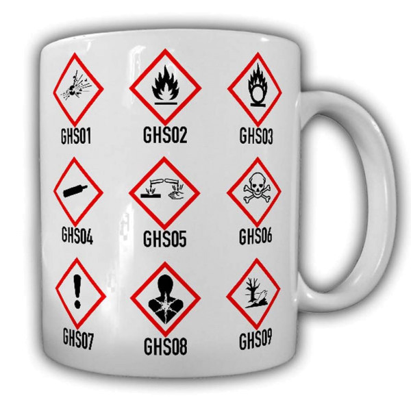 Tasse Gefahrstoff Tabelle Symbol Stoffe Giftig Explosive Brennbar Achtung #25005