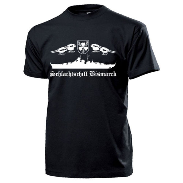 Schlachtschiff Bismarck Geschütztürme Wappen Schiff Marine - T Shirt #13202