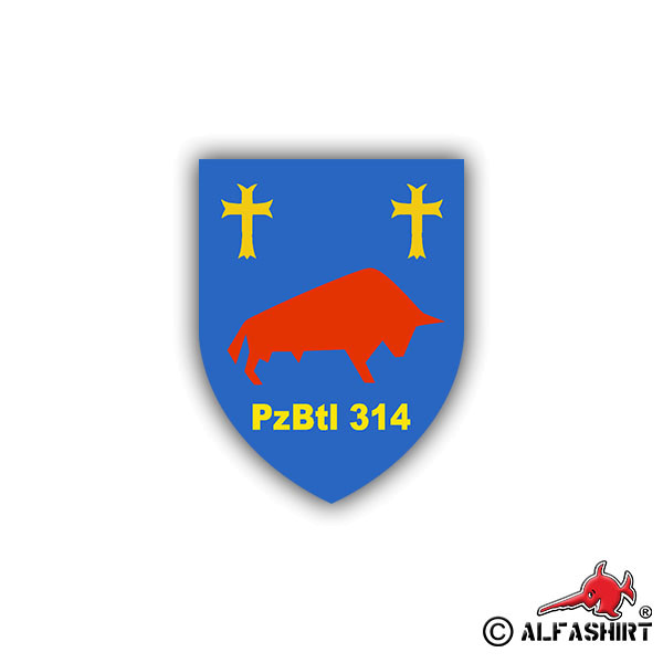 Aufkleber/Sticker PzBtl 314 Panzerbataillon Wappen Abzeichen Emblem 7x6cm A773