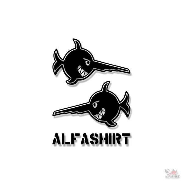 Sticker evil alfashirt swordfish U96 fish coat of arms 2x 10x6cm # A4657