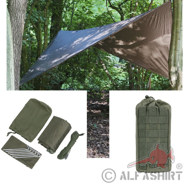 Tactical Tarp Plane Zelt Survival Army oliv Poncho Notfall Ripstop Molle #36766