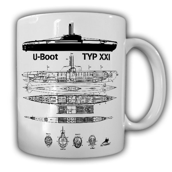 Tasse U-Boot Typ XXI Marine Klasse 21 Wilhelm Bauer 1945 Kriegsmarine #21549