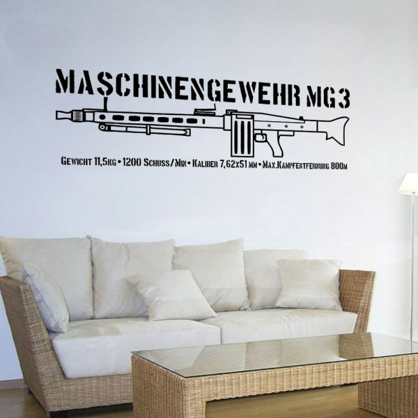 Mg3 Daten Maschinengewehr 3 Standardmaschinengewehr Wandtattoo 120x39cm #A4959