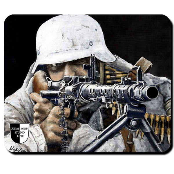 Mauspad Lukas Wirp MG34 Schütze Soldat Gemälde Kunst Militaria Gewehr #23417