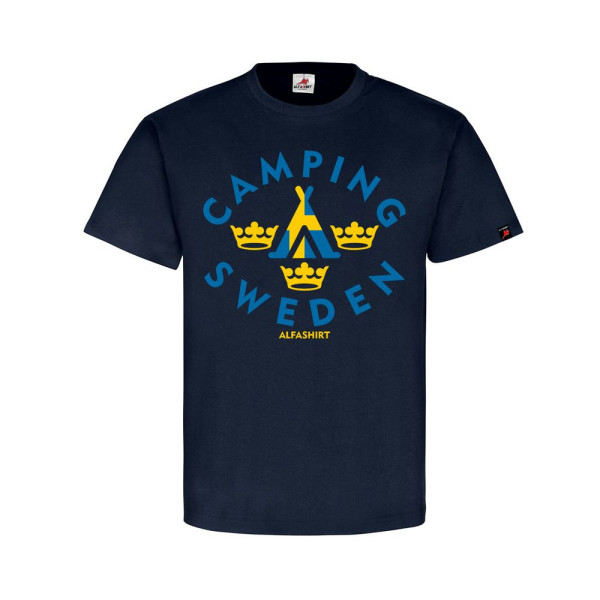 Camping Sweden Zelten Fan Schweden Fahne Ferien drei Kronen TShirt #31896
