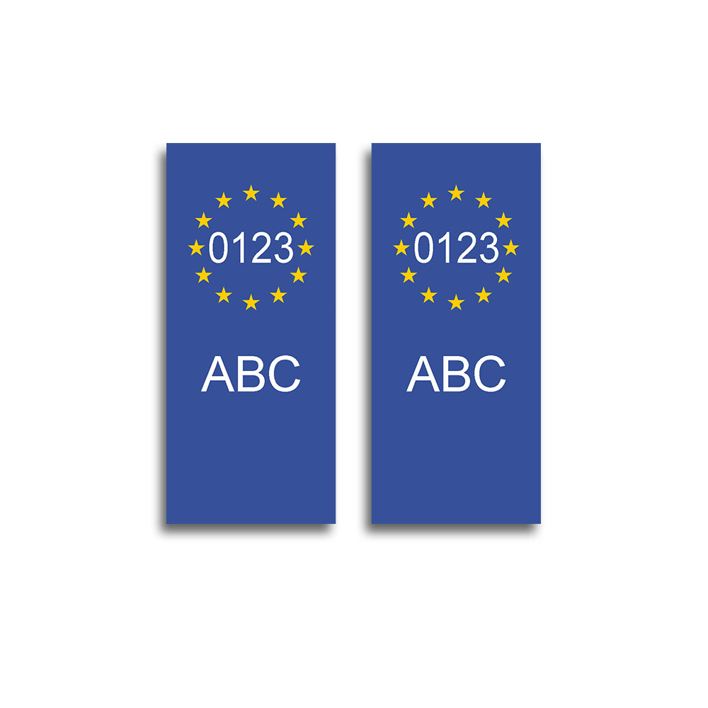 EU Nummernschild Aufkleber dein Text personalisierbar Europa 2x 4x9cm#A3682
