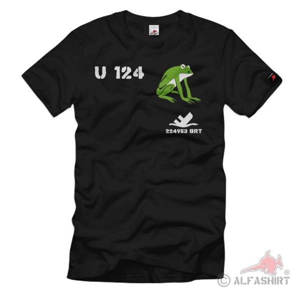 U124 U Boot Frosch Unterseeboot Typ IX B Turmwappen EmblemT-Shirt # 422