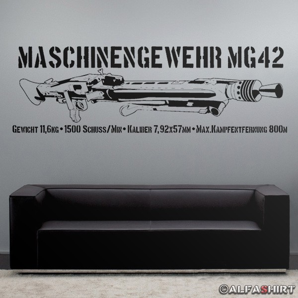 MG42 with data machine gun deco wall decal 120x38cm # 7645