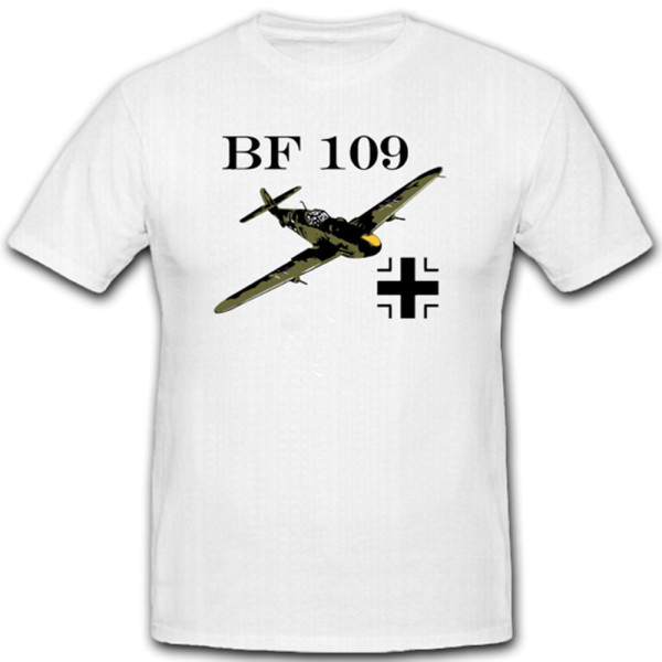Bf 109 Flugzeug Luftwaffe Wk Balkenkreuz Wappen Abzeichen Emblem- T Shirt #3580