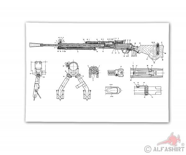 Poster Degtyaryov machine gun blueprint drawing rifle from 30x21cm ...