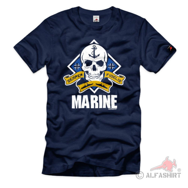 Navy SEMPER FIDELIS Bundeswehr Sailor See Skull Veteran Mission T-Shirt#39685