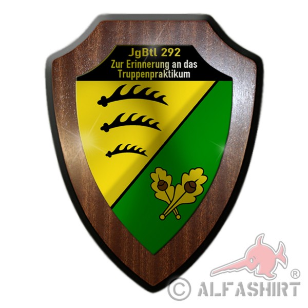 Heraldic shield JgBtl 292 Troop Jägerbataillon BW Memory # 18010