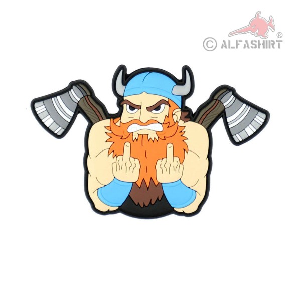 3D Patch Angry Viking Viking Middle Finger Ax Fuck You Rubber 12.5x8cm # 38262