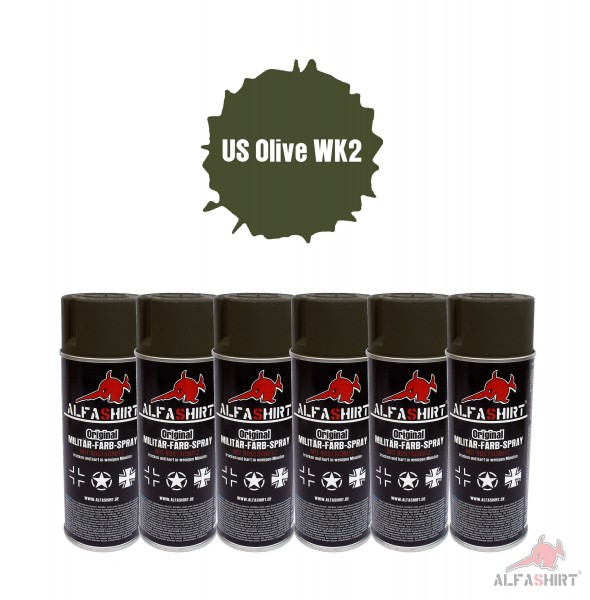 US Army WK2 Set x6 Farbspray OLIVE Spraydose totalmatt Farbe Lack #25392