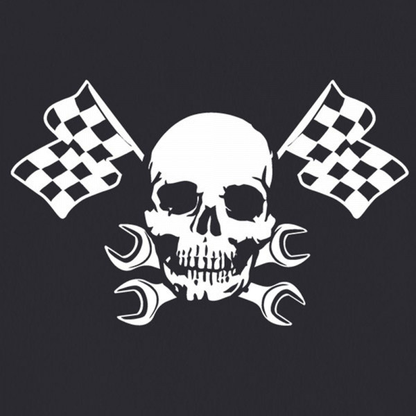 Aufkleber Skull Racing Totenkopf Flaggen Rennsport Tuning 45x72cm #A227