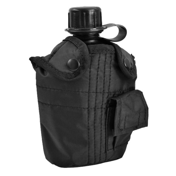 US Feldflasche 1L mit Hülle Kunststoff Trinkflasche Outdoor Nierenform BW Army 