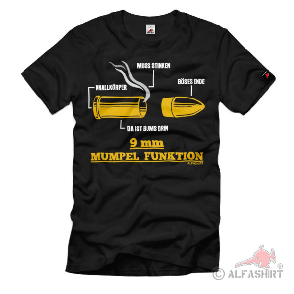 9mm mumpel function blueprint 9x19 peng ammunition case bullet sport shooter t-shirt #11604